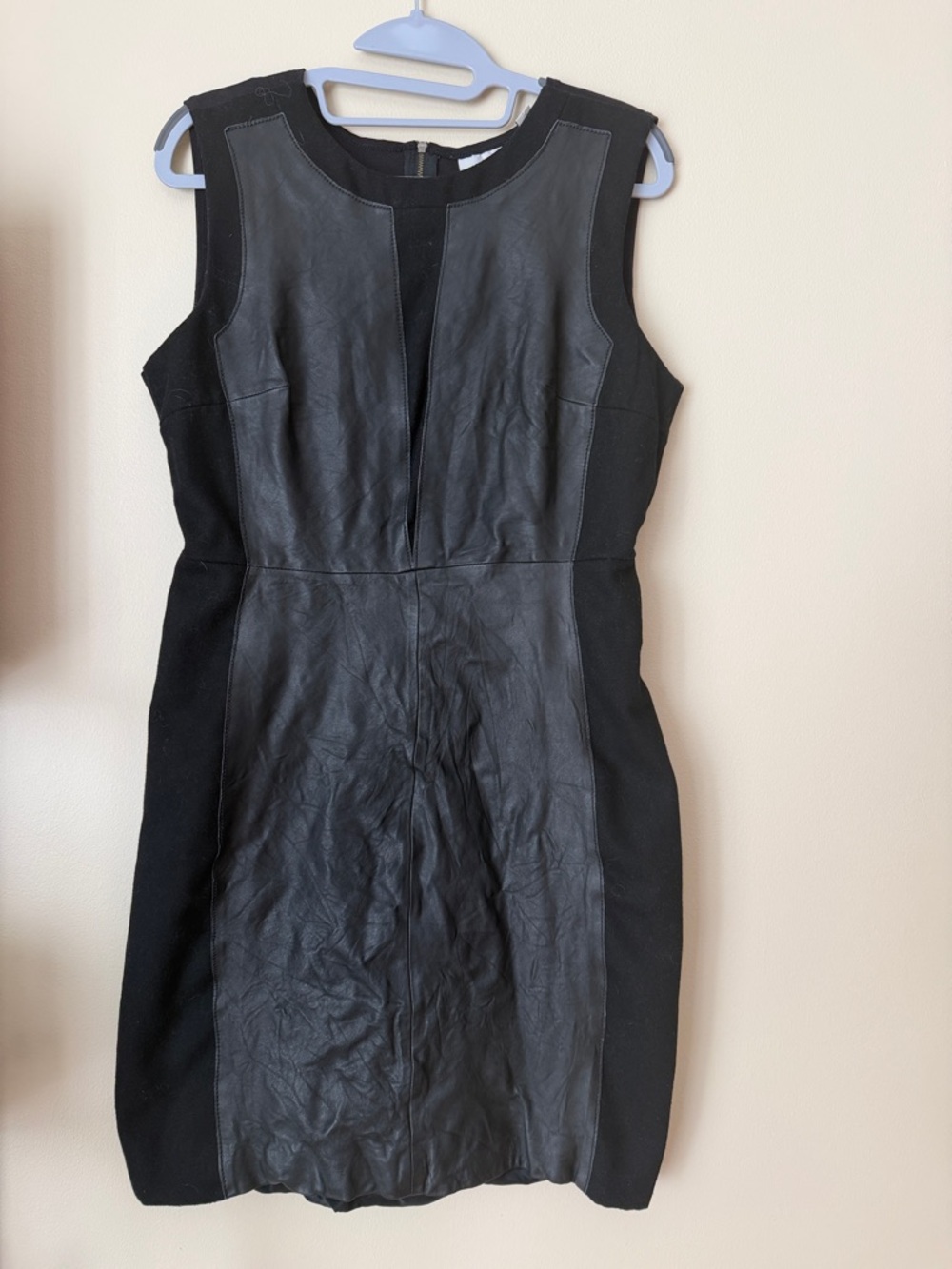 Halogen Black Faux Leather Paneled Mini Dress